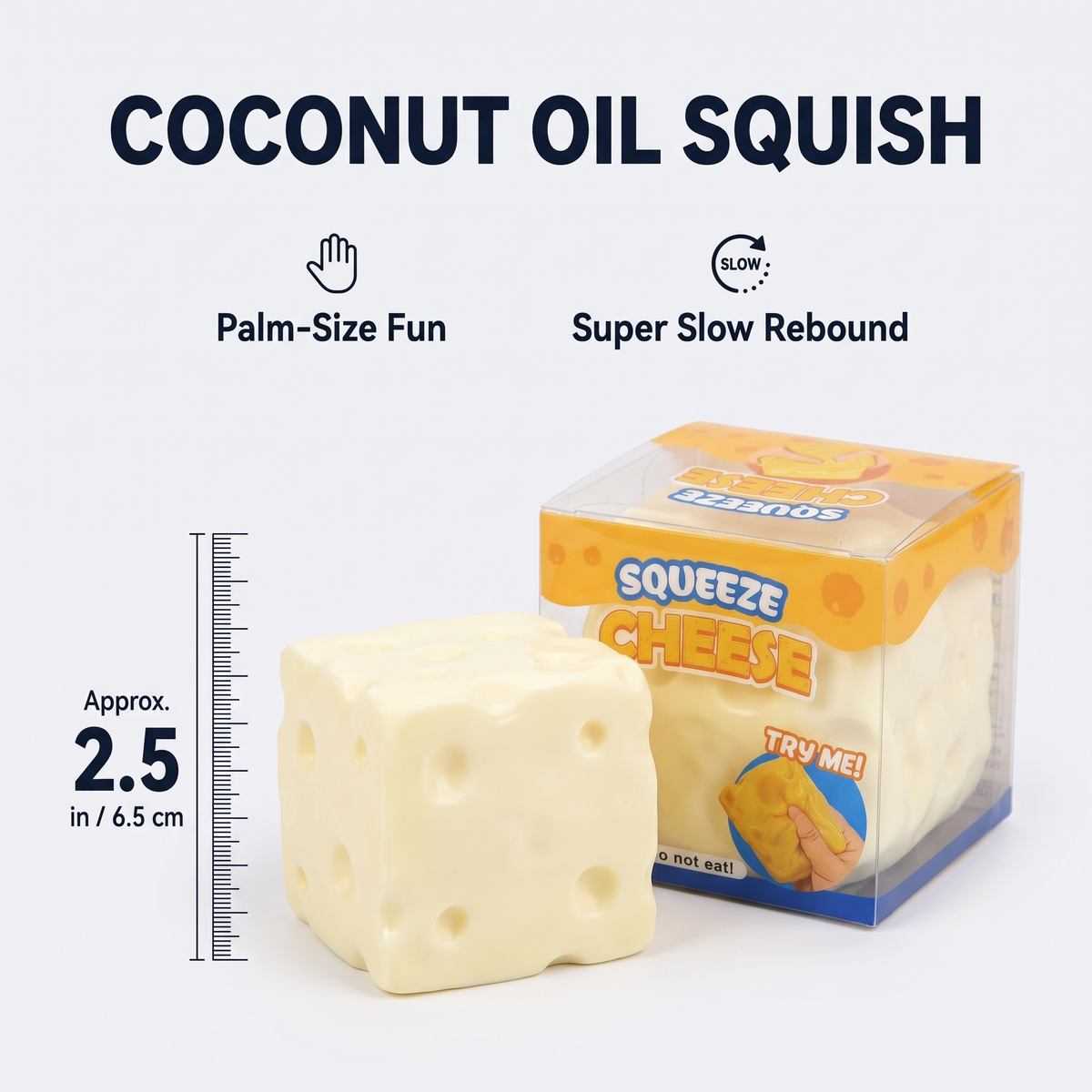 Coconut Oil Cheese Squishy – Slow Rising Cheese Cube Sensory Toy
