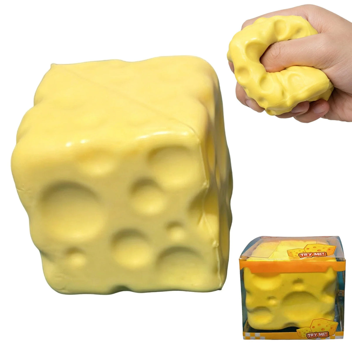 Clearance Cheese Squish Toys Cube Block, Squishies Fidget Toys for Kiddo Adults, Squeeze Stress Ball Toys for Stress Relief, Gift