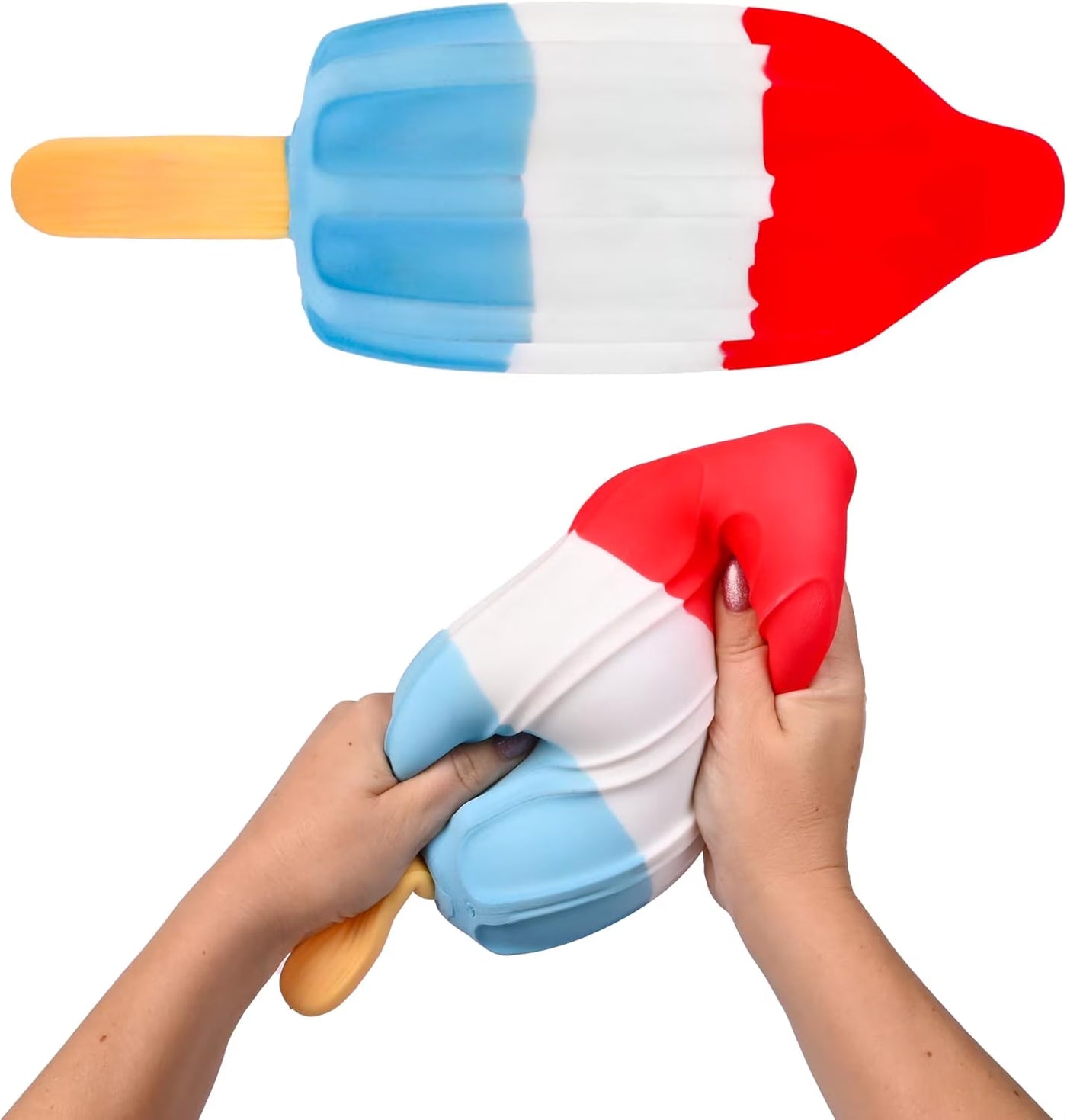 Jumbo Ice Cream Squish Popsicle Toys, 9" Taba Red Blue White Squish Toys, Stress Ball, Idea Gift