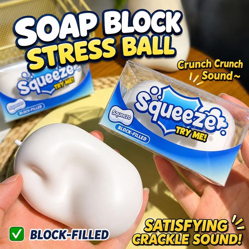 Soap Squish Toys, Crunchy Squish Stress Ball, Realistic Soaps Squishies Stress Relief Toys Soaps Block, Gift