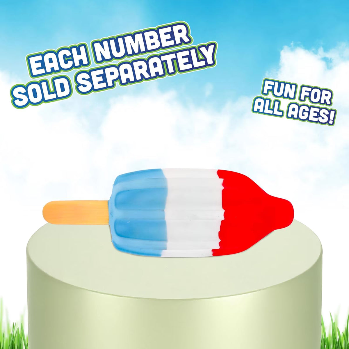 Jumbo Ice Cream Squish Popsicle Toys, 9" Taba Red Blue White Squish Toys, Stress Ball, Idea Gift