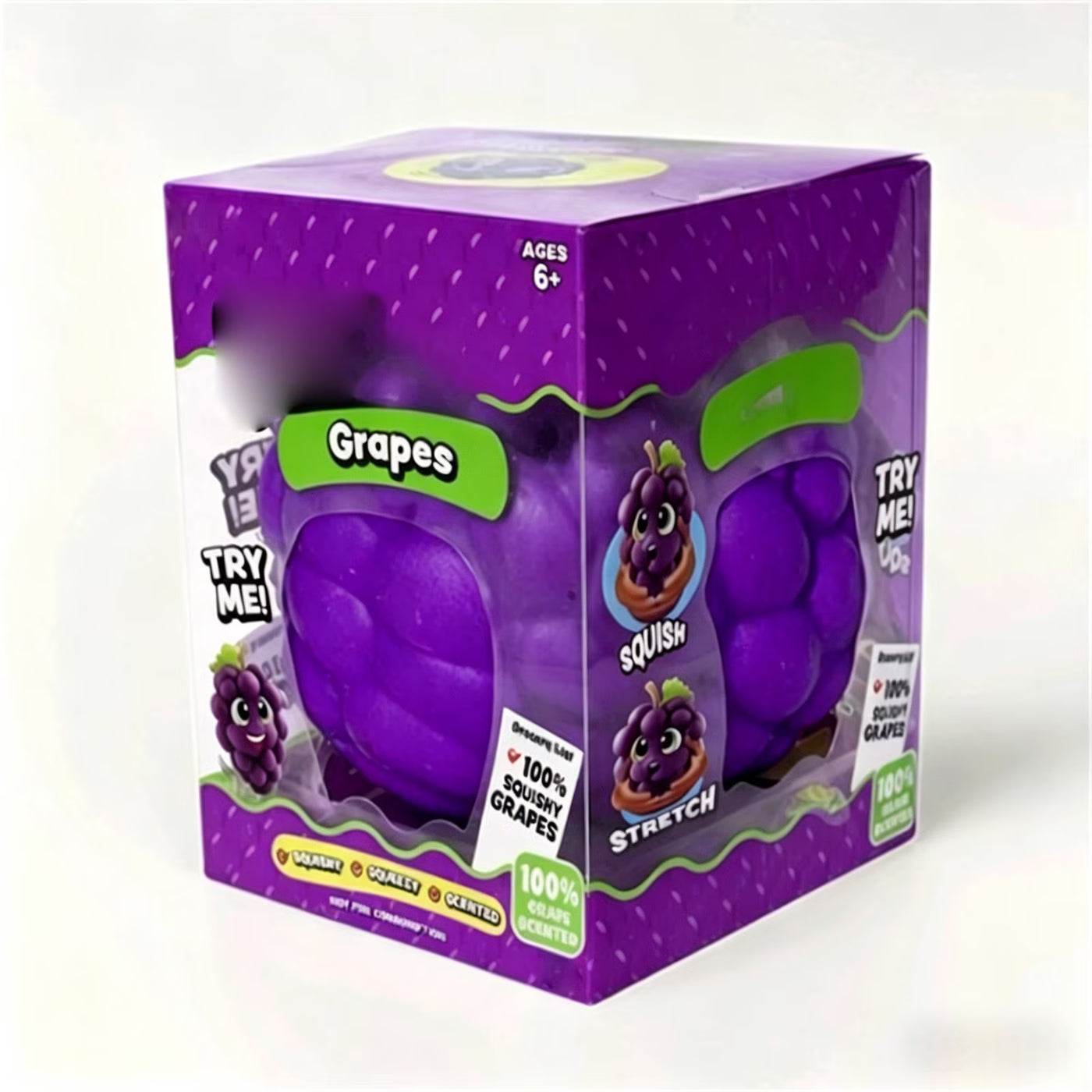 Purple Grape Squish Toys, 3.5" Fruit Taba Squish Toys, Stress Balls, Gifts