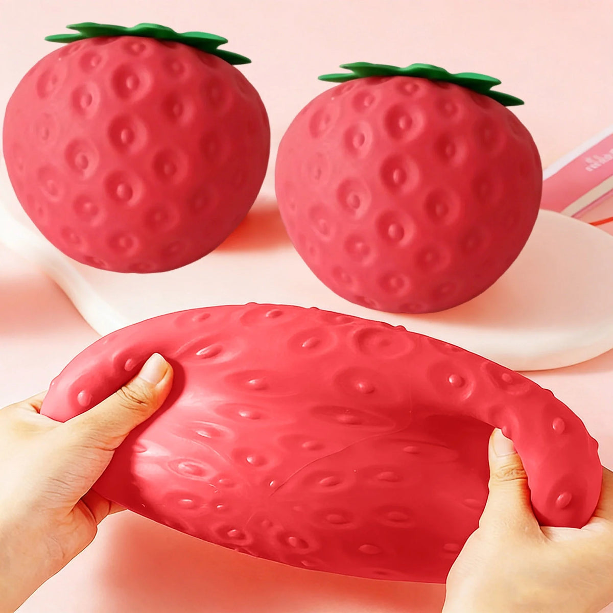 Jumbo Strawberry Squish Toys, 15" Dumpling Taba Squish Toys, Stress Balls, Gifts