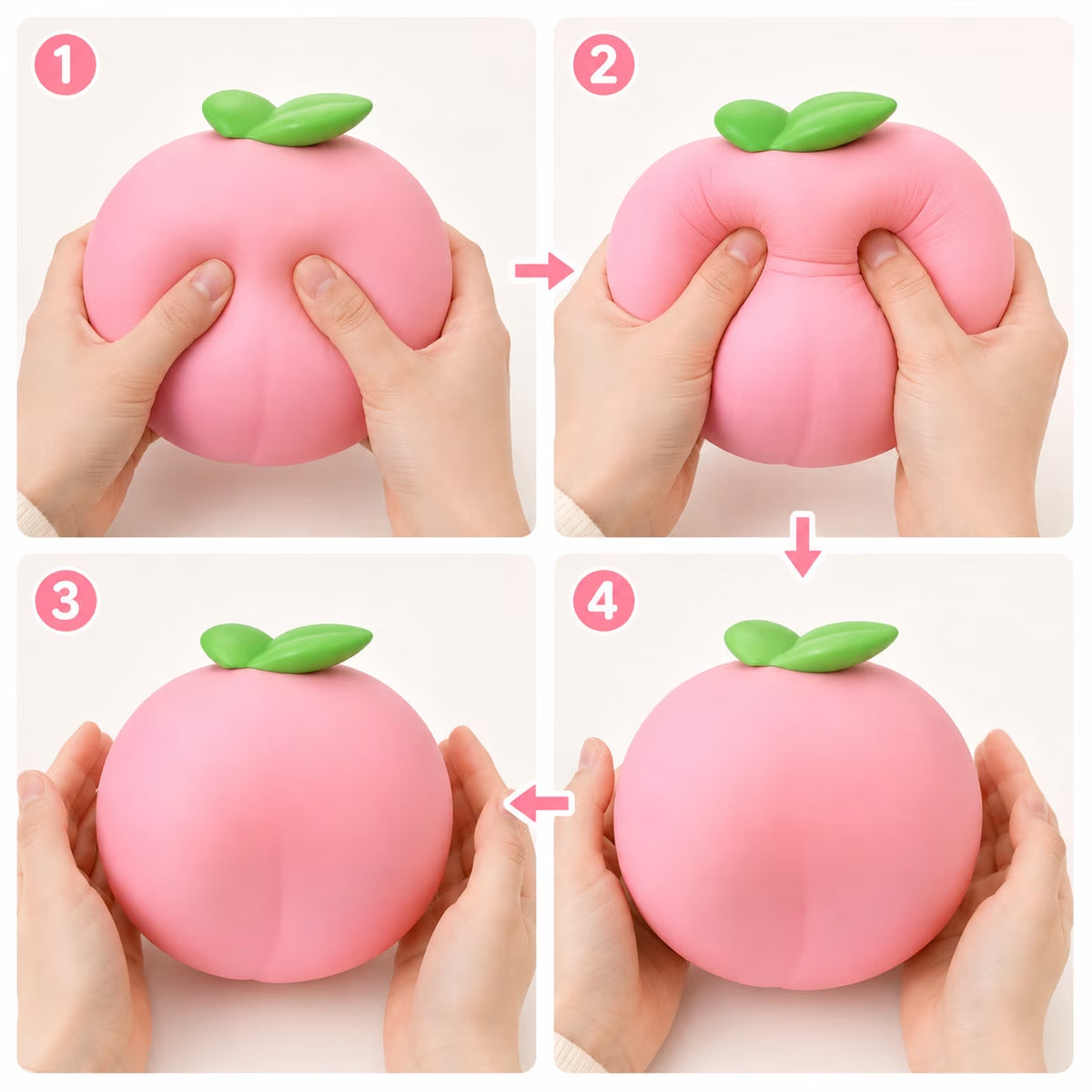 Jumbo Peach Squish Toys, 6.3" Pink Fruit Taba Squish Toys, Stress Balls, Idea Gifts