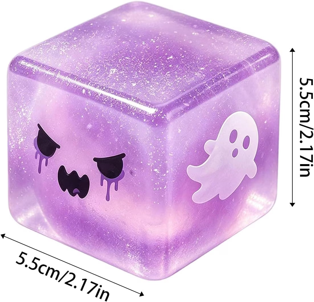 Clearance Halloween Cubes Squish Toys, Soft Gothic Stress Balls, Squeeze Squishies Toys Relief Fidget Gift for Kiddo Adults (Purple)