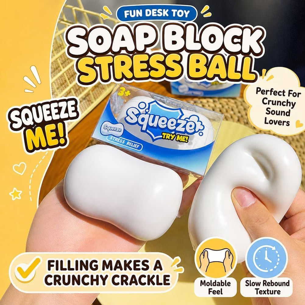 Soap Squish Toys, Crunchy Squish Stress Ball, Realistic Soaps Squishies Stress Relief Toys Soaps Block, Gift