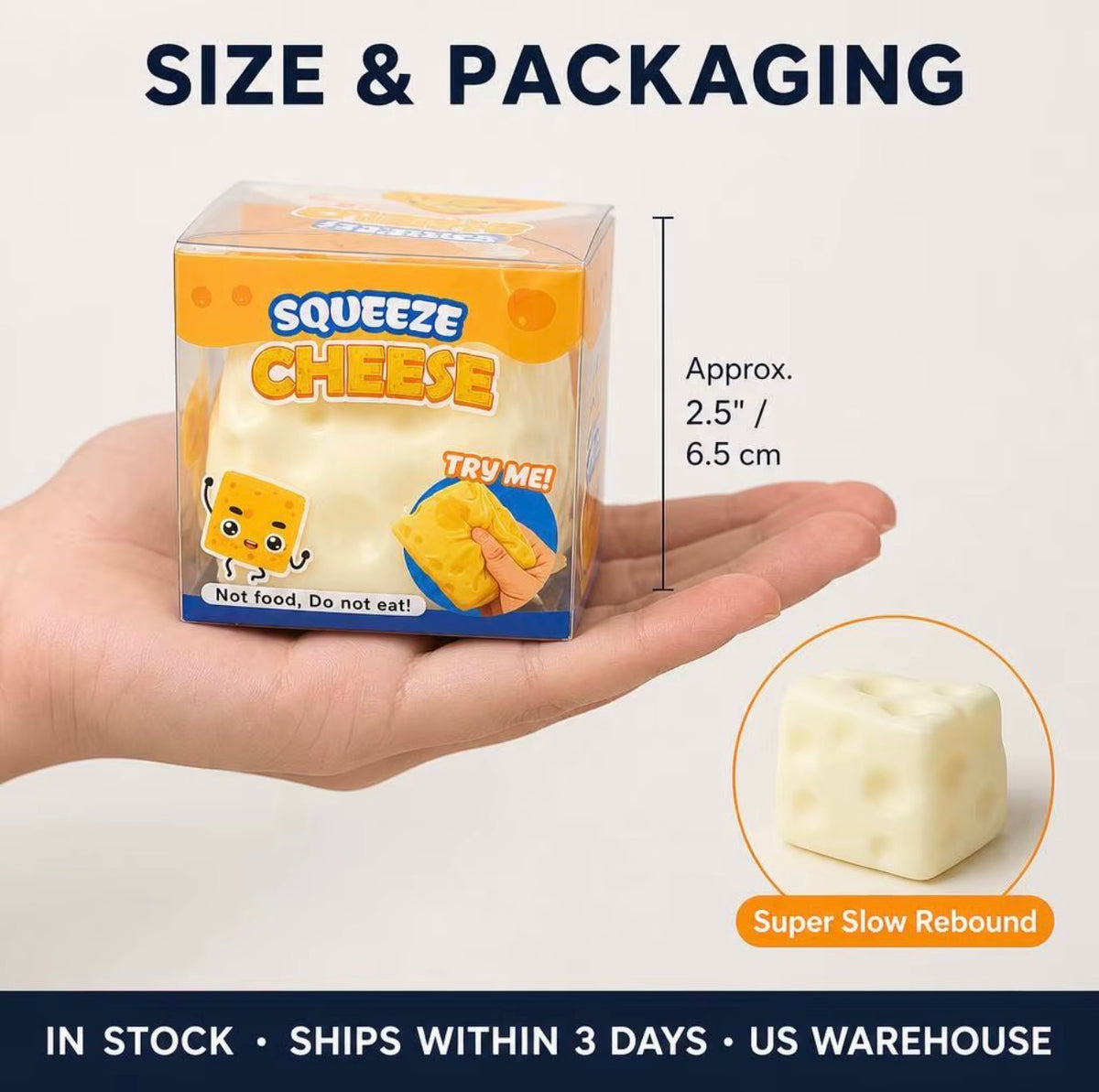 Coconut Oil Cheese Squishy – Slow Rising Cheese Cube Sensory Toy