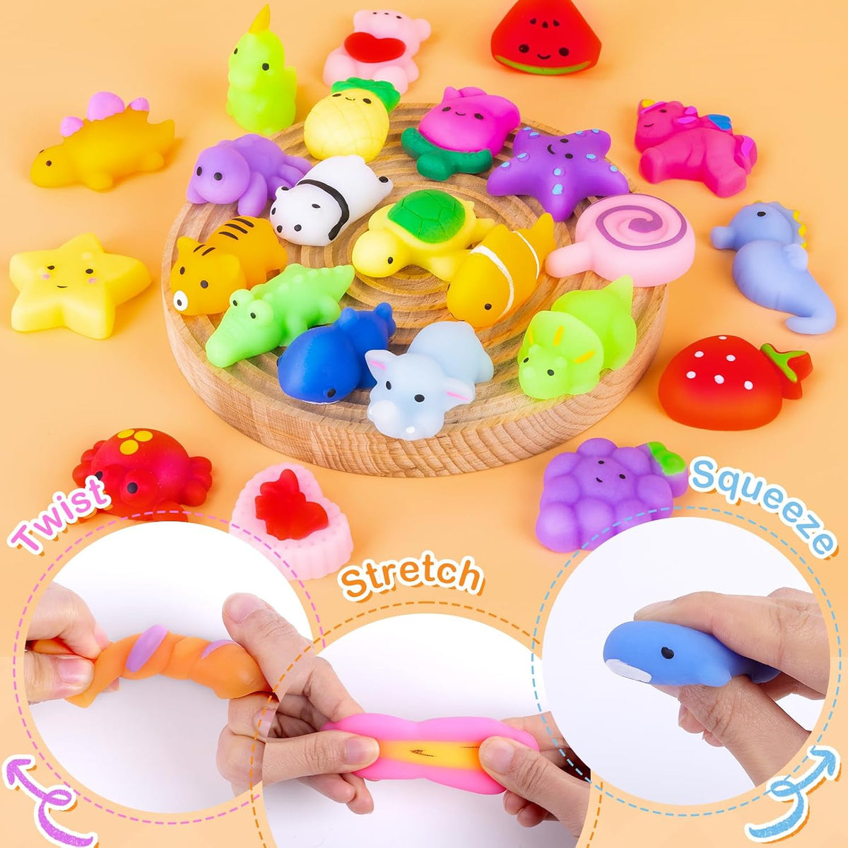 40 Pack Squishy Toys, Mochi Squishy for Kids, Kawaii Squishies