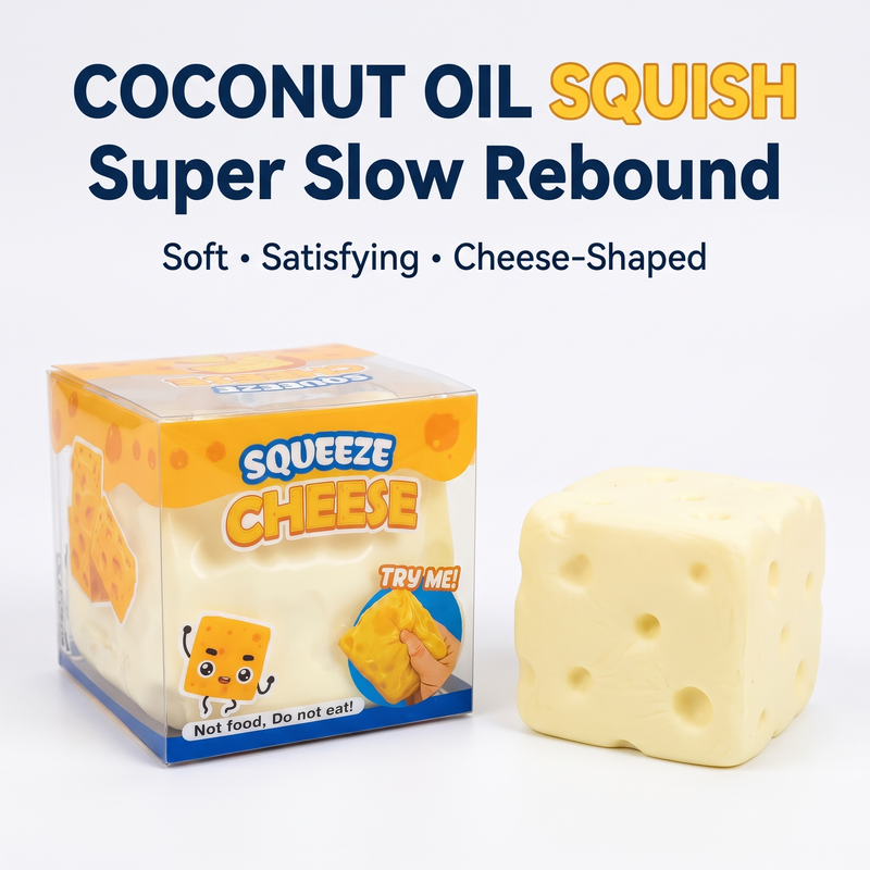 Coconut Oil Cheese Squishy – Slow Rising Cheese Cube Sensory Toy