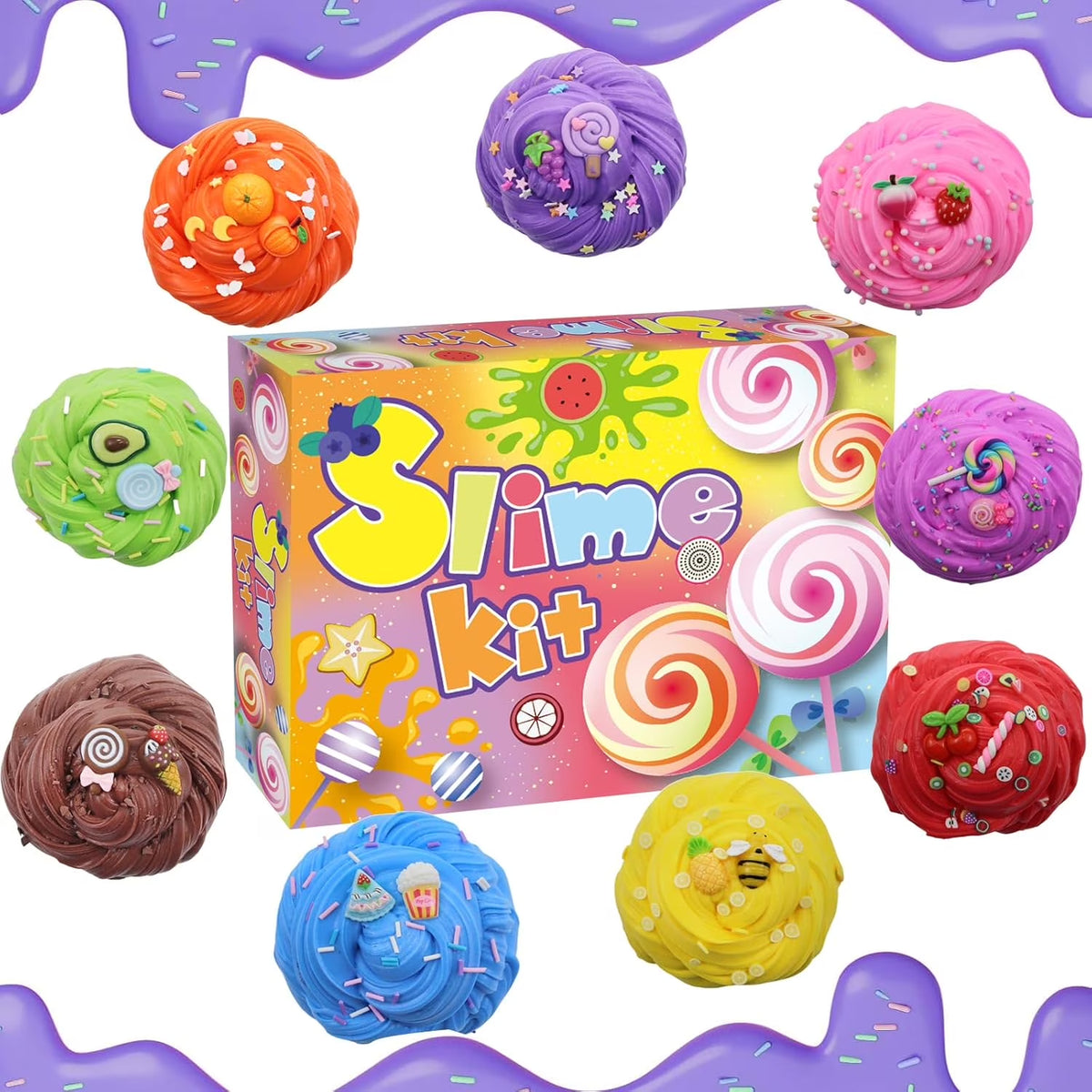 10 Pack Butter Slime Kit, Party Favor Supplies, Super Soft, Non-Sticky, Goody Bag Toy, Prize for Girl and Boys, Christmas Stocking Stuffers