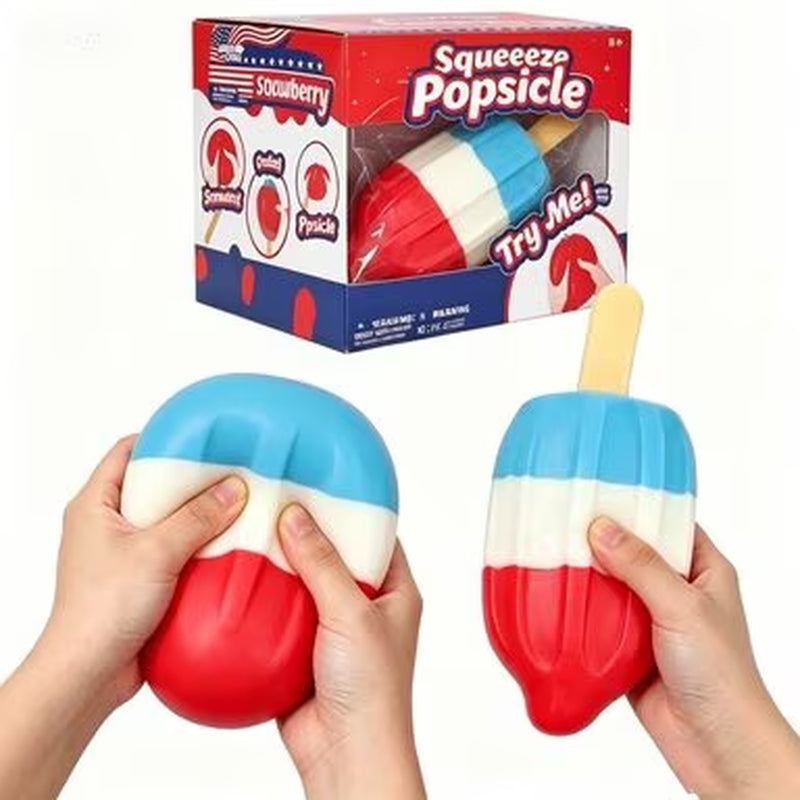 Jumbo Ice Cream Squish Popsicle Toys, 9" Taba Red Blue White Squish Toys, Stress Ball, Idea Gift