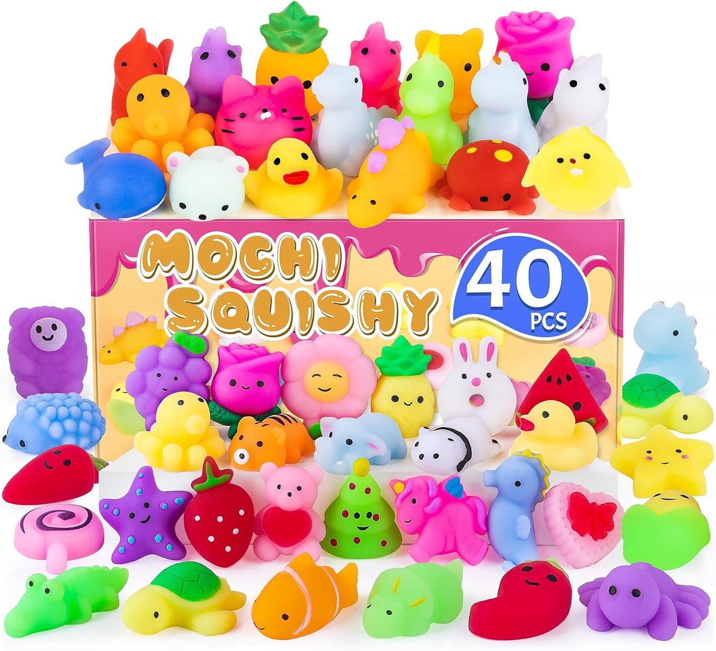 40 Pack Squishy Toys, Mochi Squishy for Kids, Kawaii Squishies