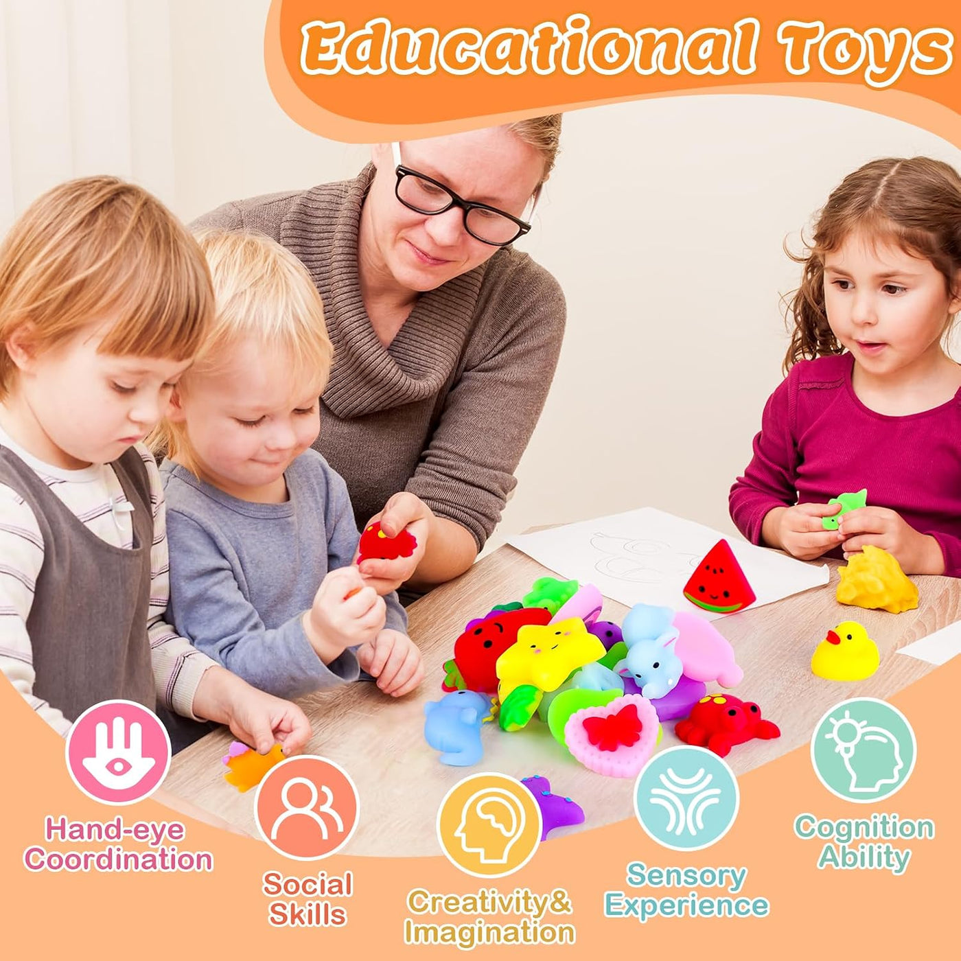 40 Pack Squishy Toys, Mochi Squishy for Kids, Kawaii Squishies