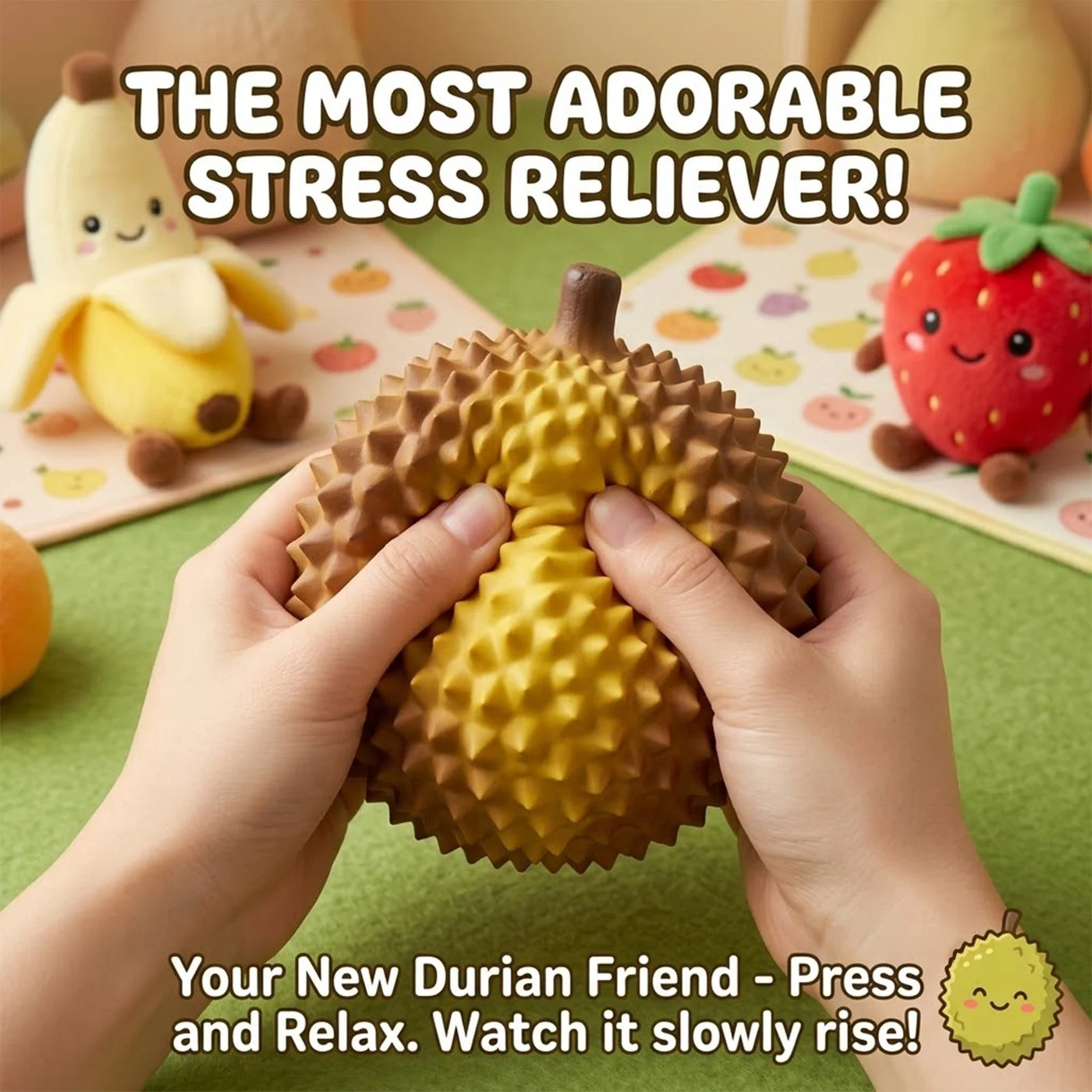 Durian Squish Toys, Soft Squeeze Toys, Stress Relief Ball, Fun Novelty Gift for Kiddo Teens Adults