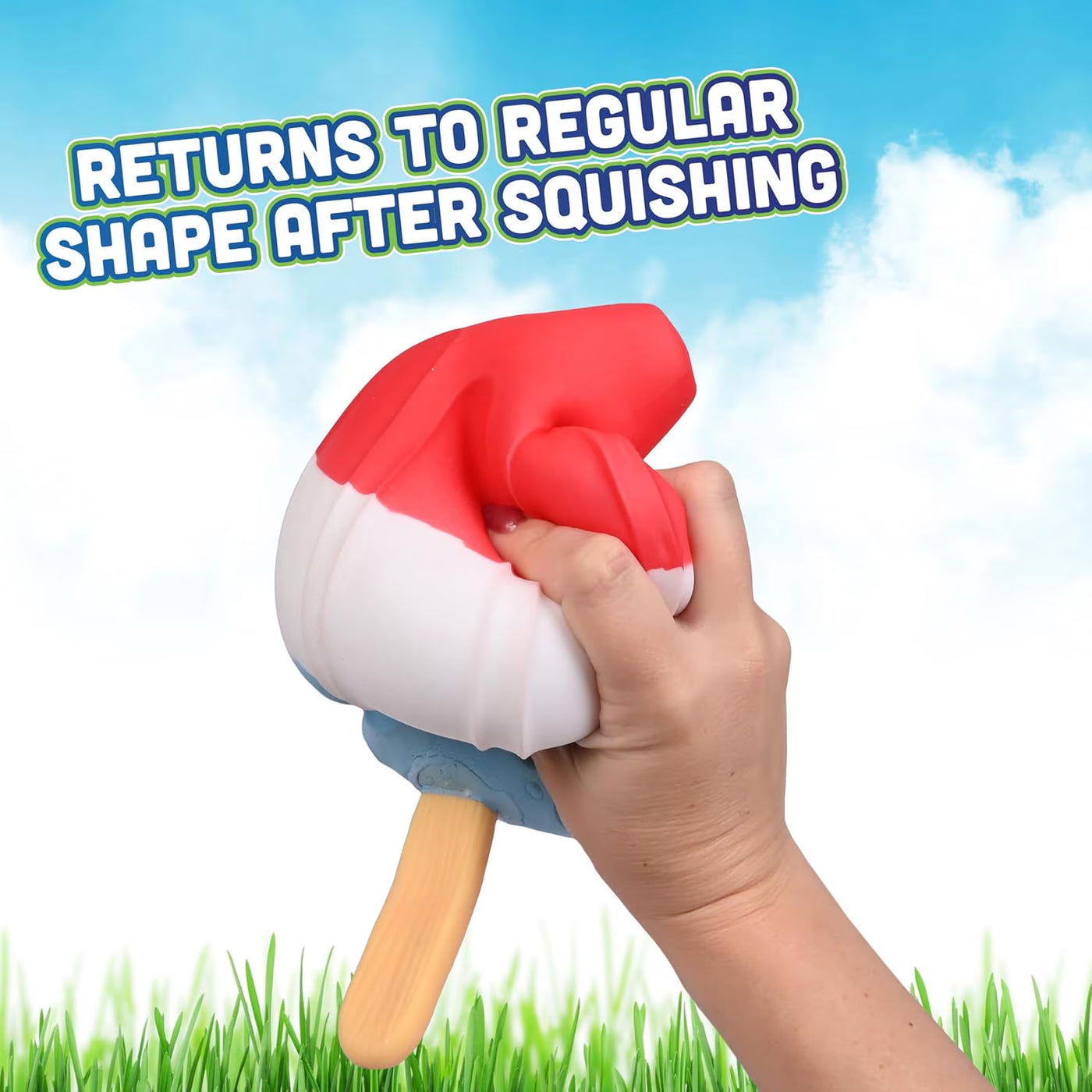 Jumbo Ice Cream Squish Popsicle Toys, 9" Taba Red Blue White Squish Toys, Stress Ball, Idea Gift